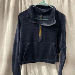 Prana Blue 1/2 Zip Up Sweater Plush Velour